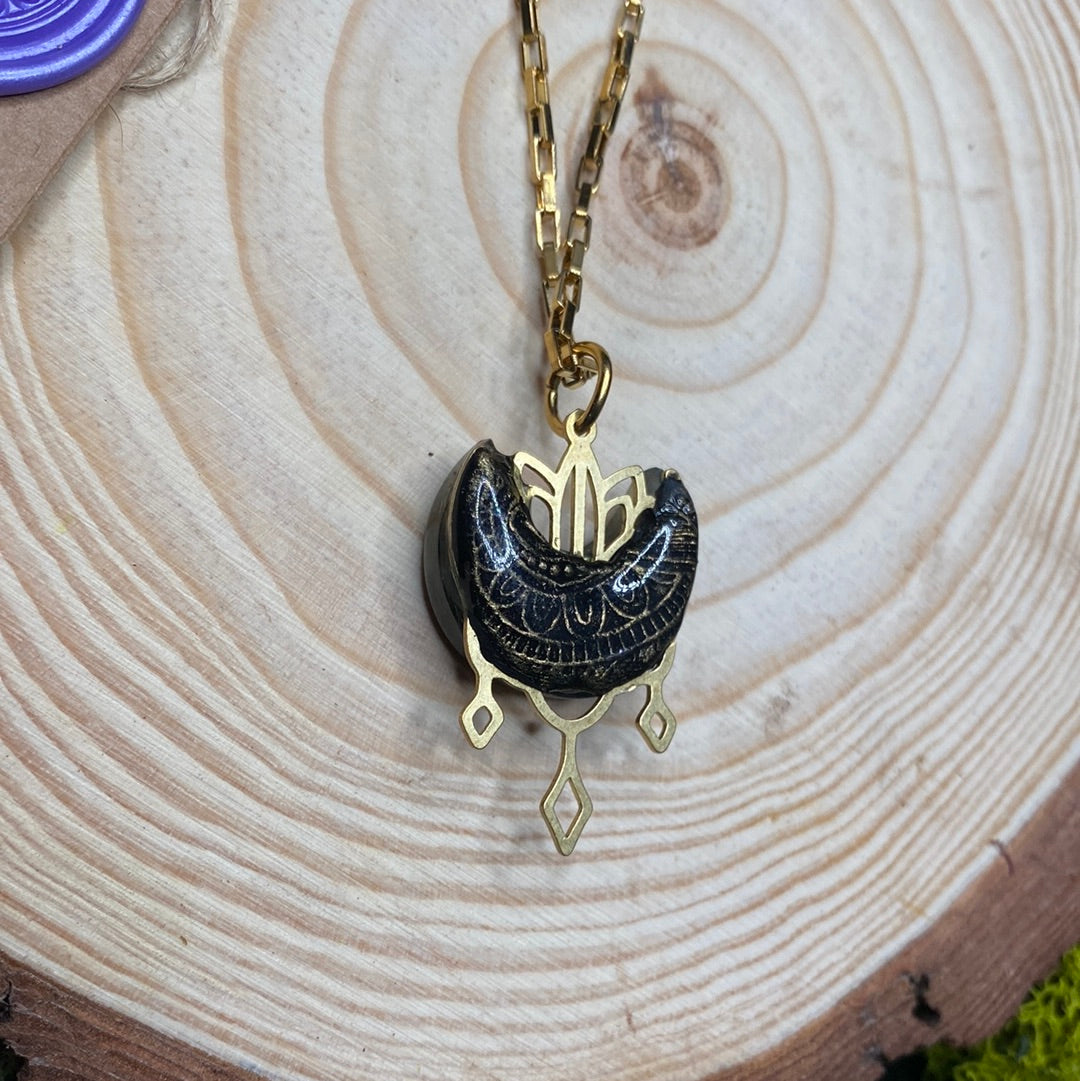 Labradorite Lotus & Teardrop Moon Pendant