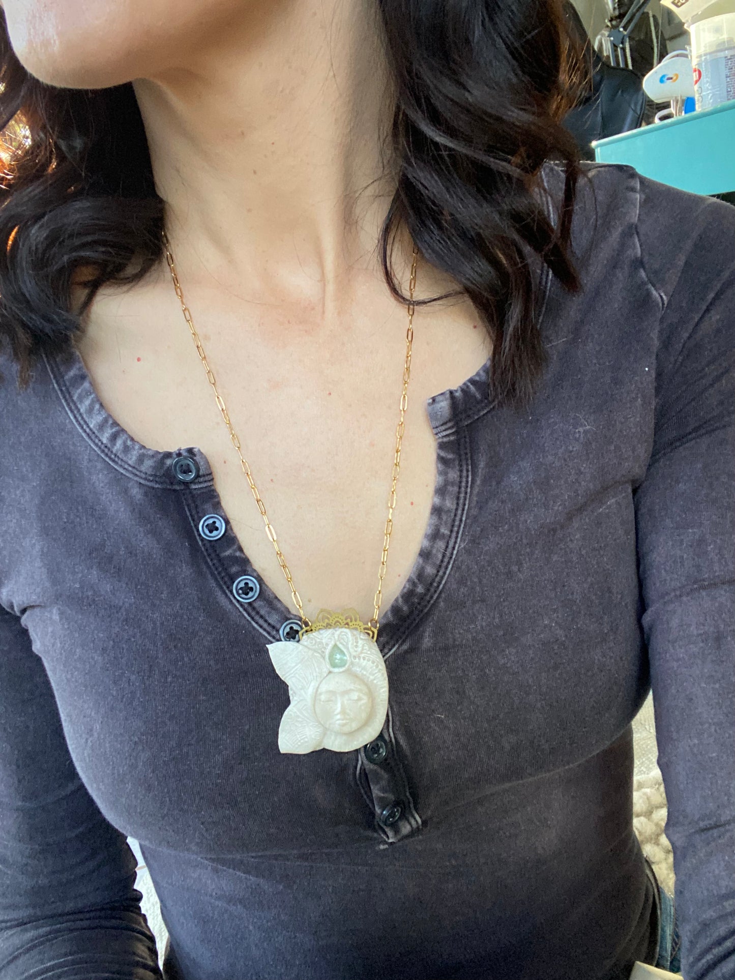 Celestial Moon Goddess with Aquamarine