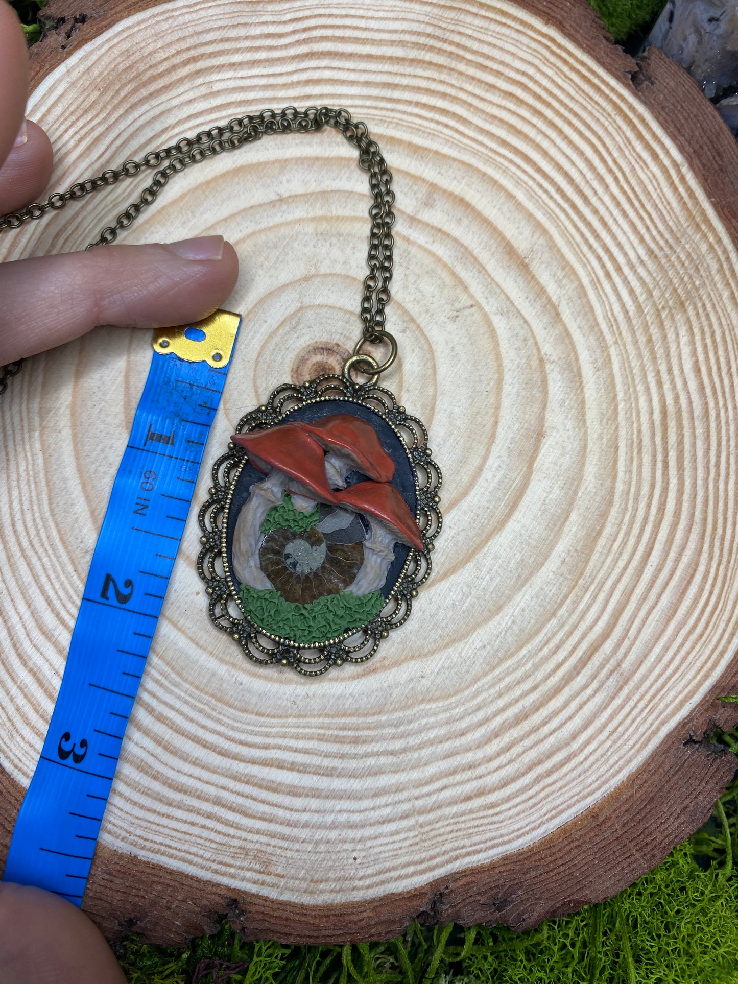 Mushroom and Ammonite Pendant