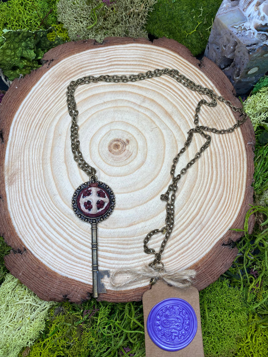 Pomegranate and Garnet Key Pendant