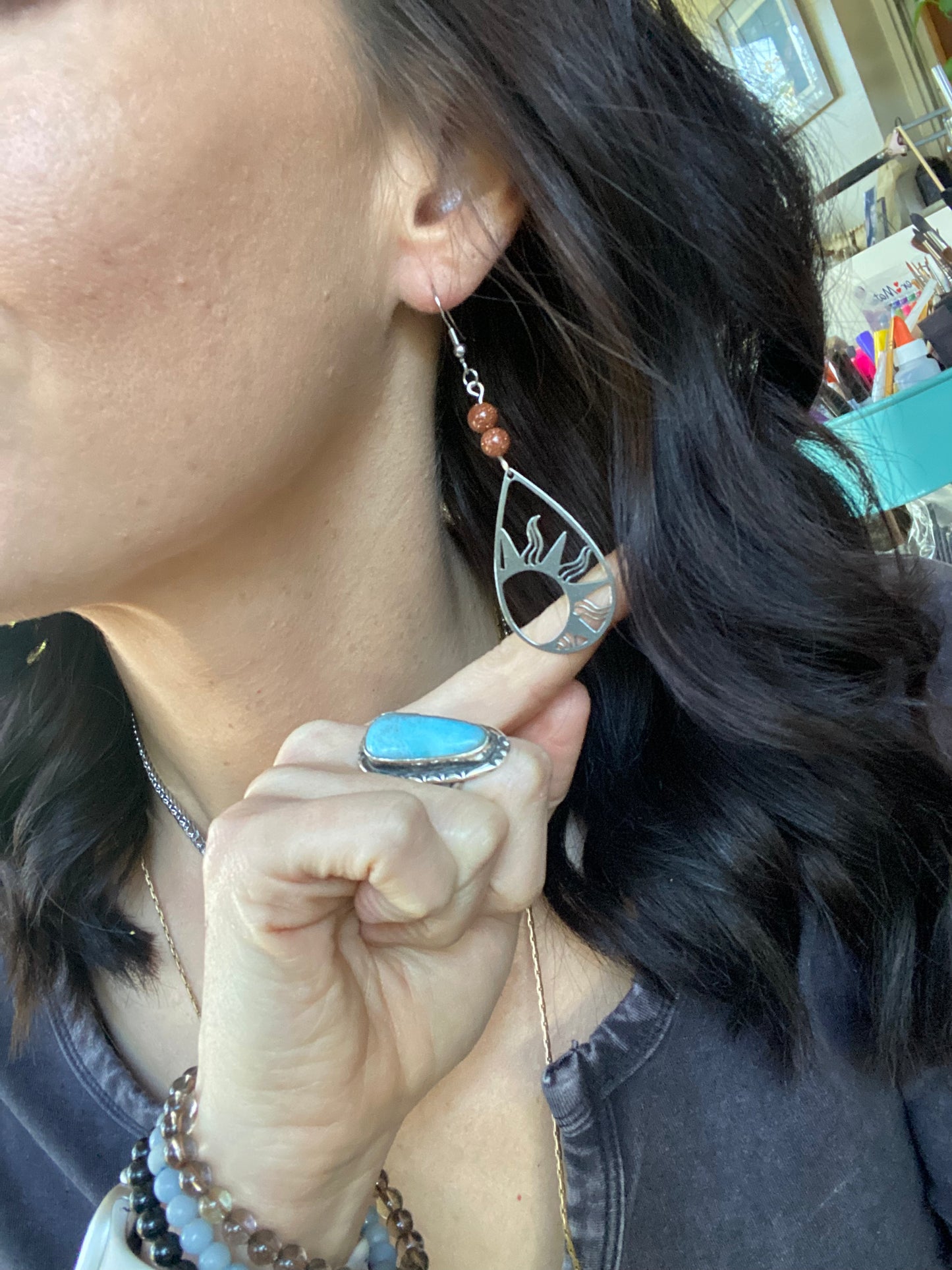 Goldstone Sunrise Earrings