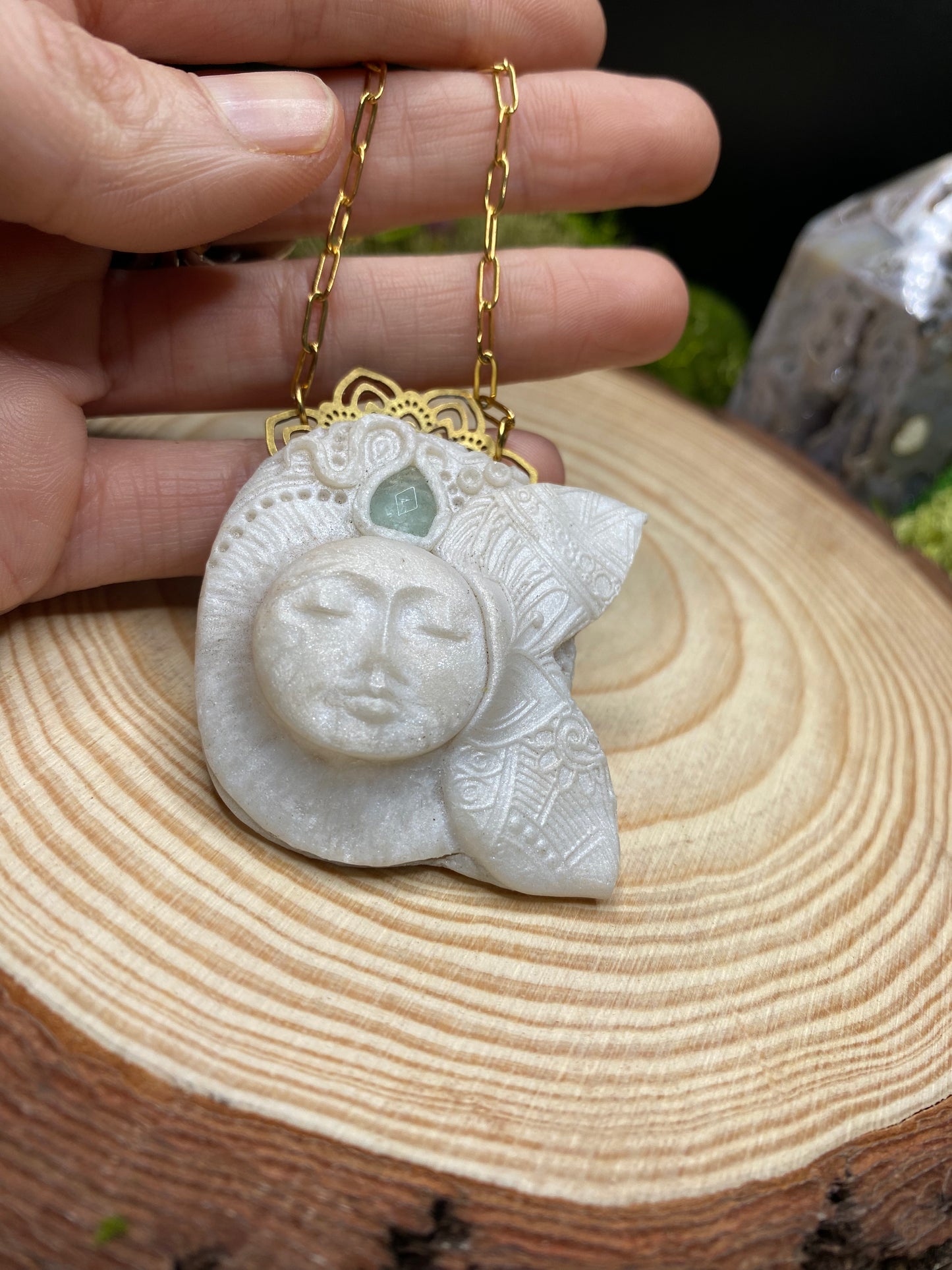 Celestial Moon Goddess with Aquamarine
