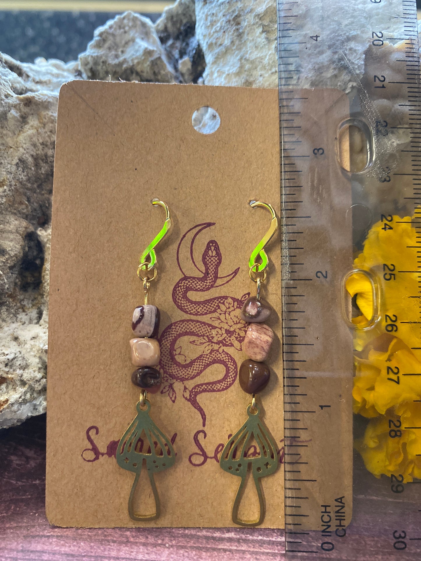 Mookaite Mushroom Earrings