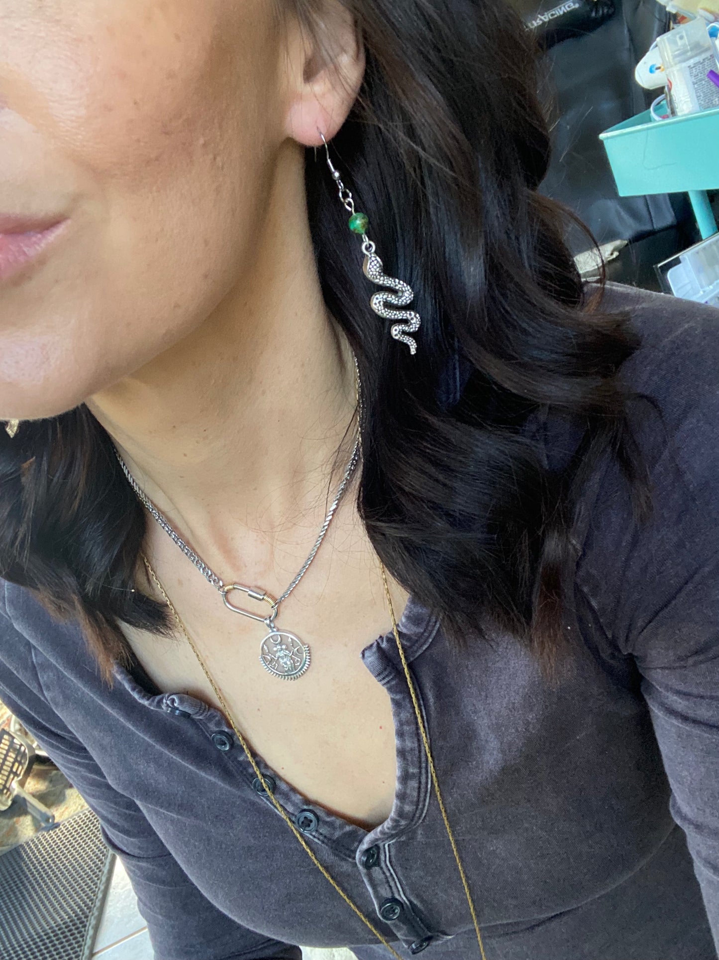 Chrysocolla Serpent Earrings