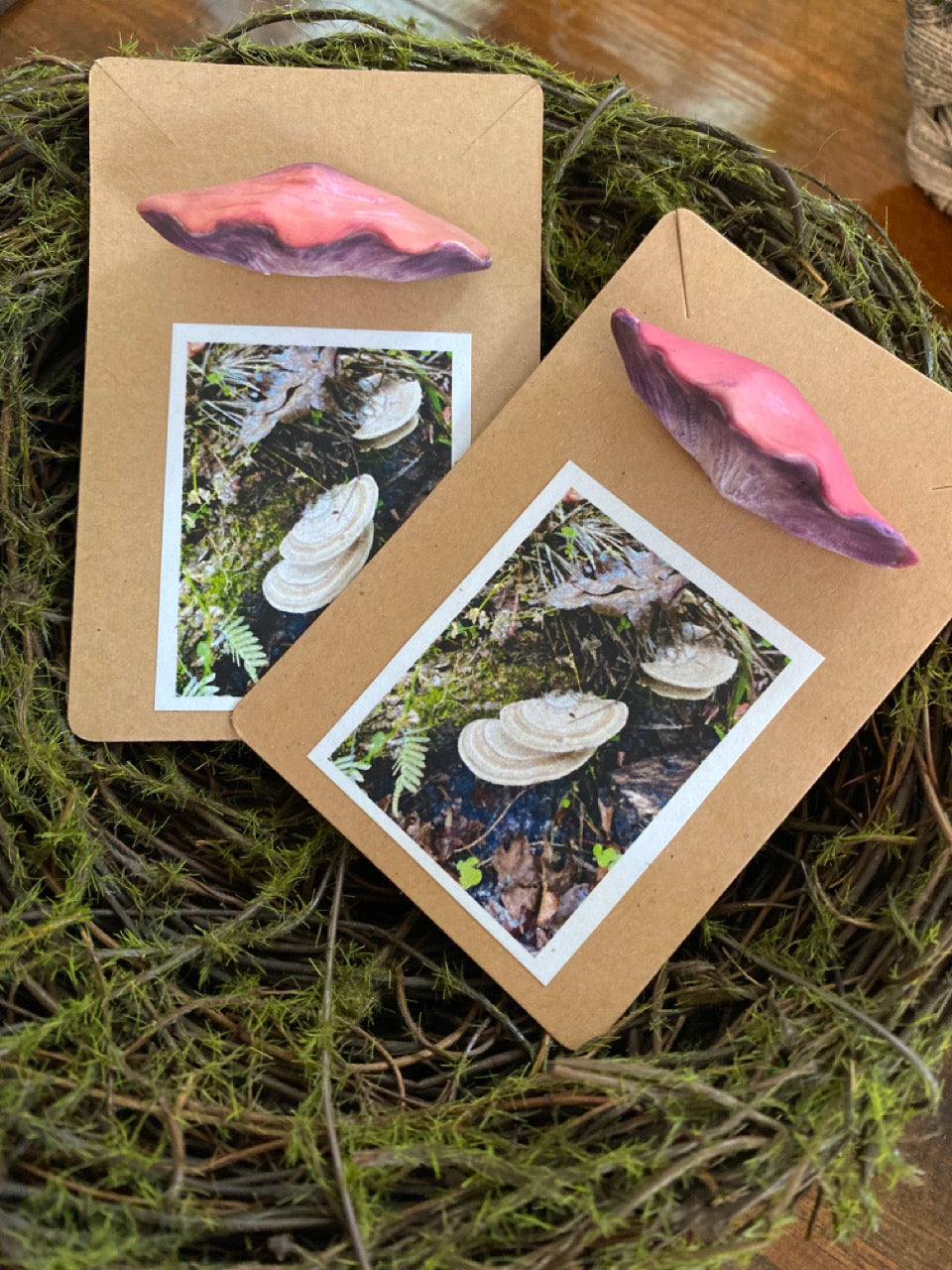Hand-Painted, Hand-Sculpted Tree Mushroom Brooch Pin