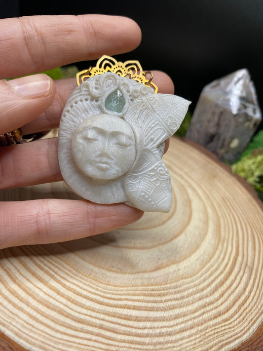 Celestial Moon Goddess with Aquamarine