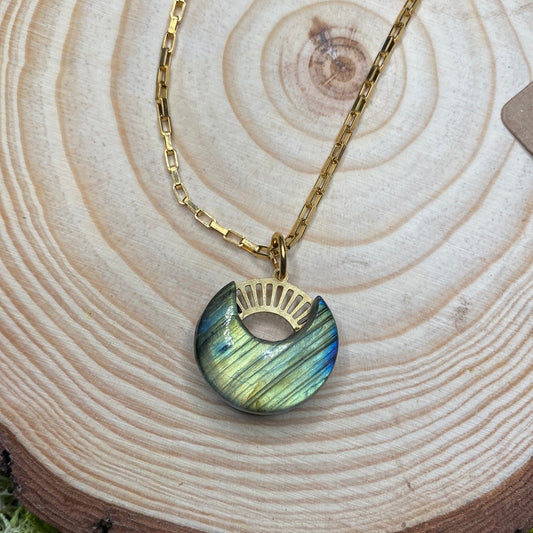 Labradorite Moon Pendant