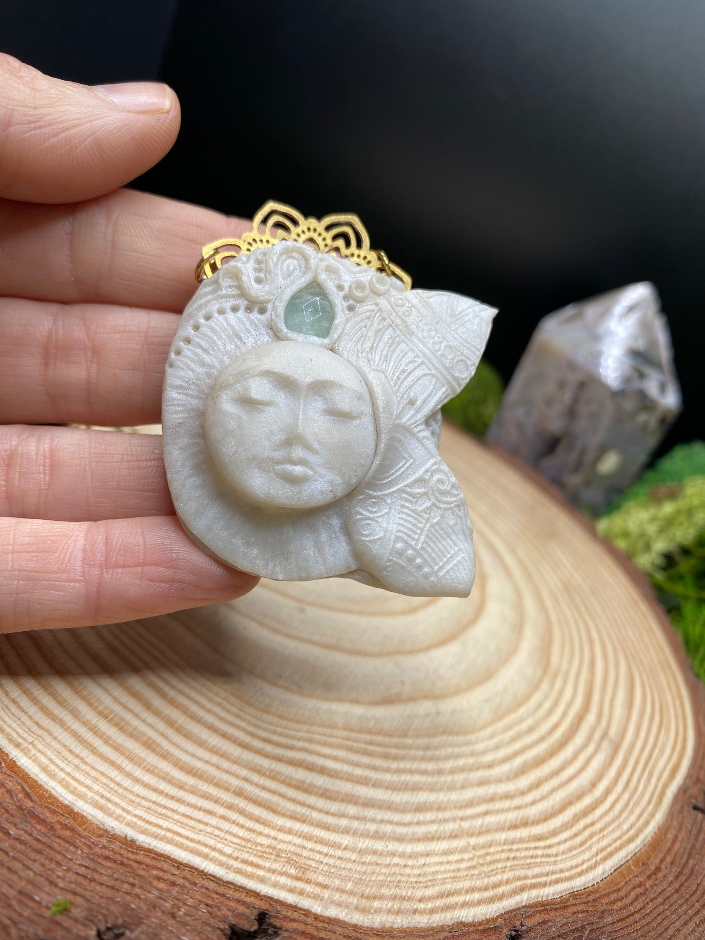 Celestial Moon Goddess with Aquamarine