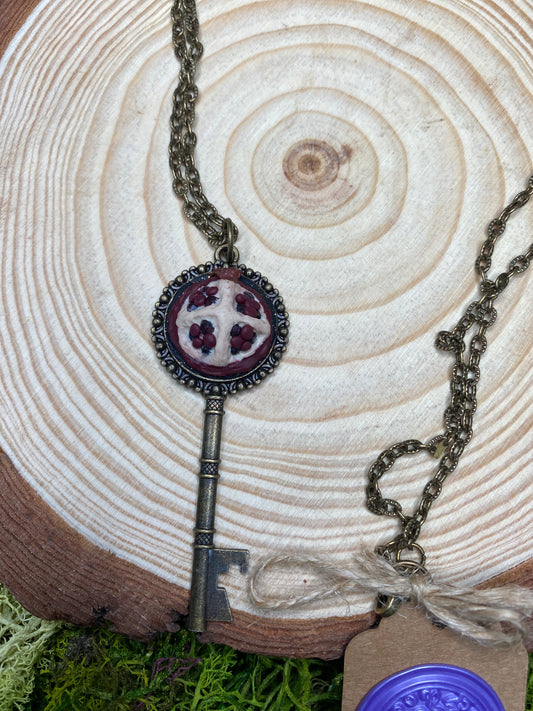 Pomegranate and Garnet Key Pendant
