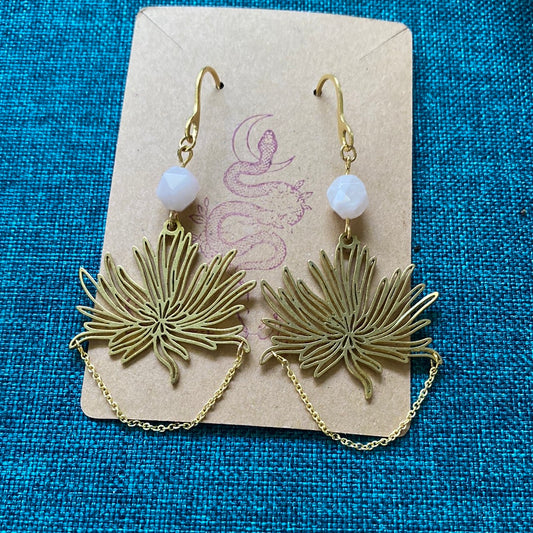 Rose Quartz Dahlia Flower earrings