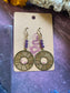 Amethyst and Coin Brass Earrings