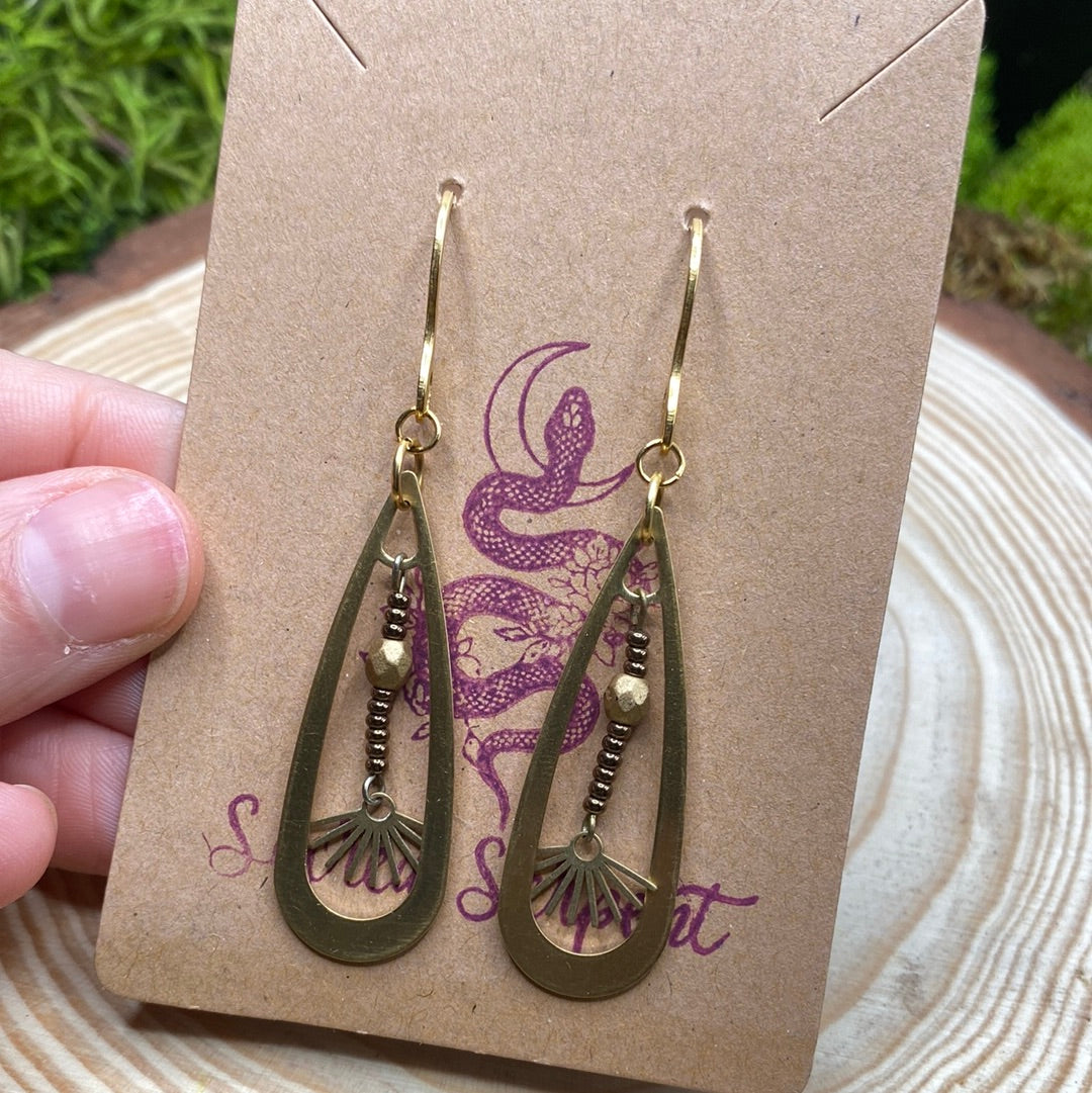 Hand Beaded Copper and Brass Earrings