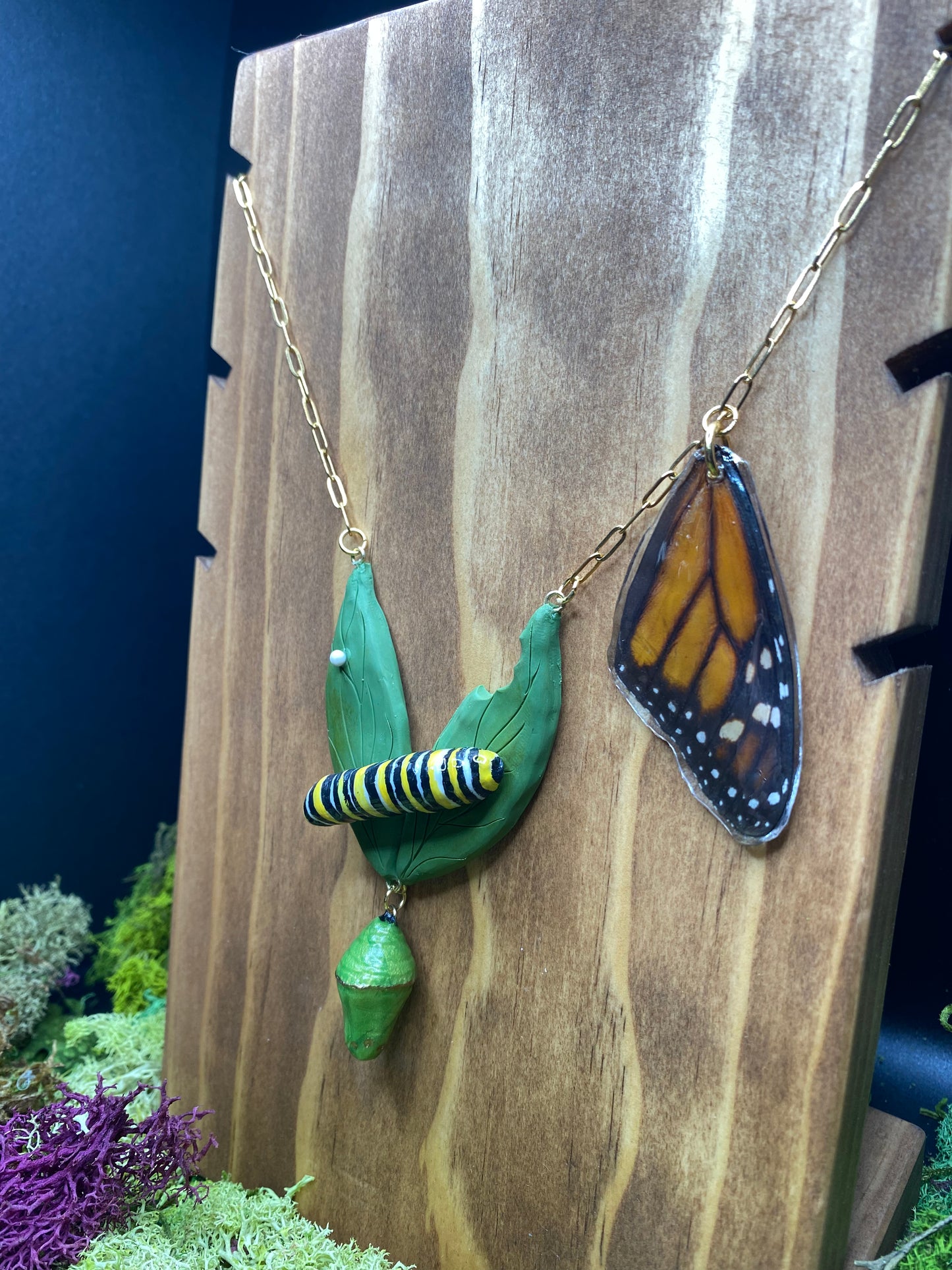 Monarch Butterfly Life Cycle Necklace