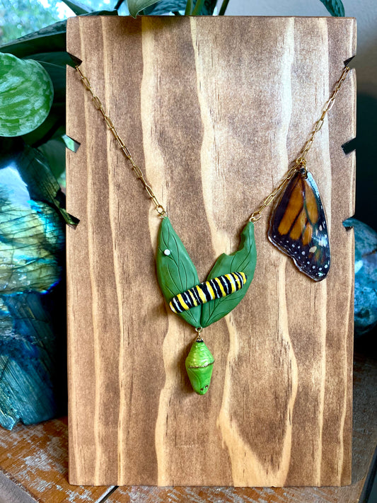 Monarch Butterfly Life Cycle Necklace
