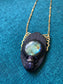 Black Scarab and Labradorite Pendant on a Paperclip chain