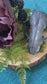 Quartz Raccoon Skull and Burgundy Peony Wall Art