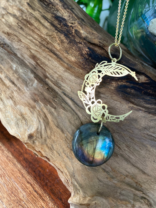 Floral Moon Labradorite Necklace
