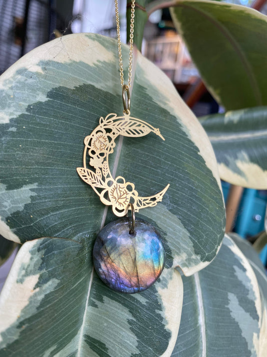 Floral Moon Labradorite Necklace