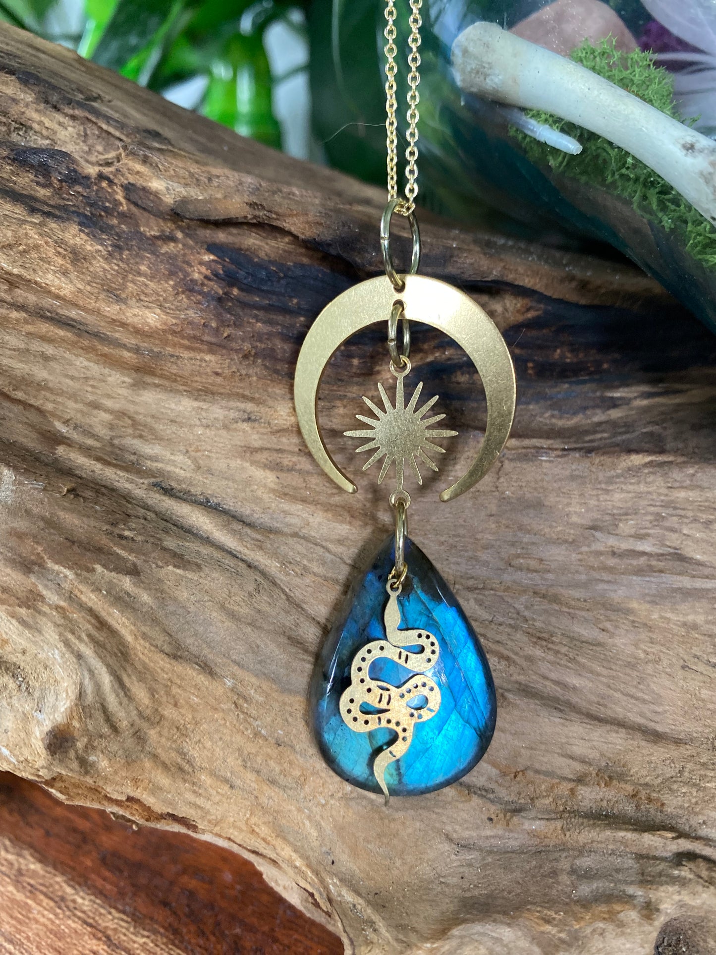 Serpent, Moon & Sun Labradorite Necklace