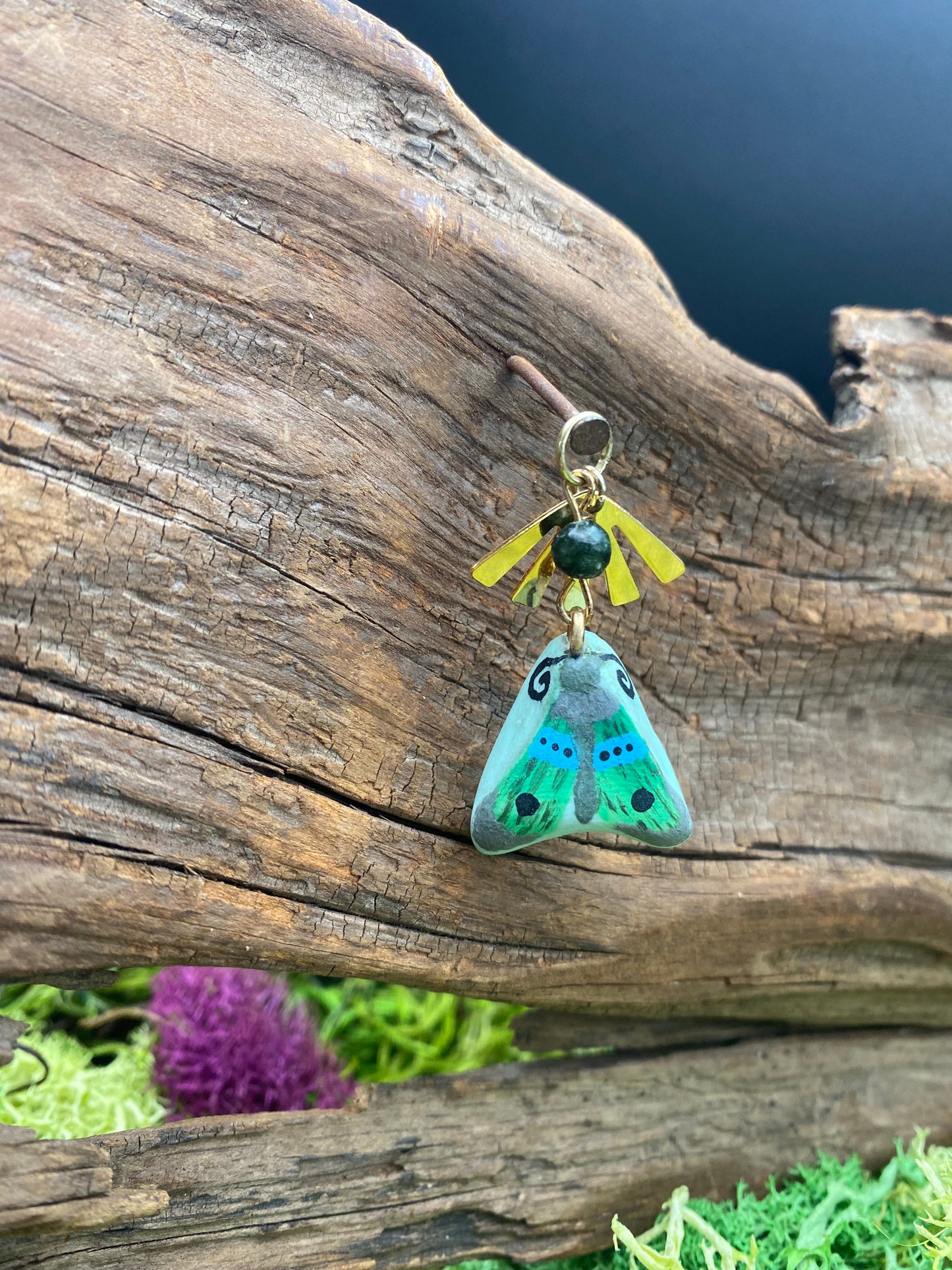 Hand-Painted Moth and Seraphinite