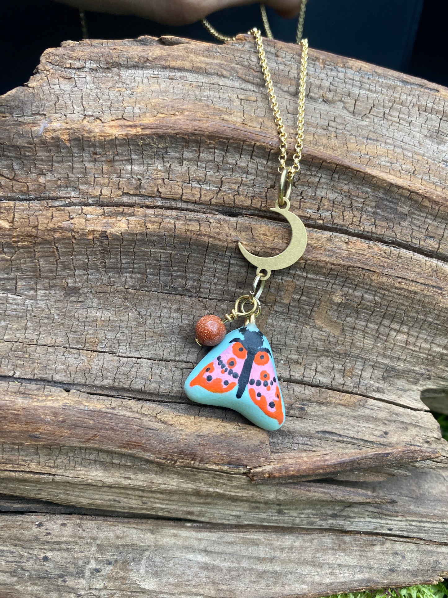 Hand-Painted Moth and Goldstone