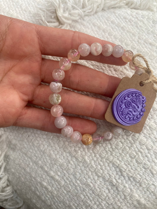 Flower Agate Stretch Bracelet